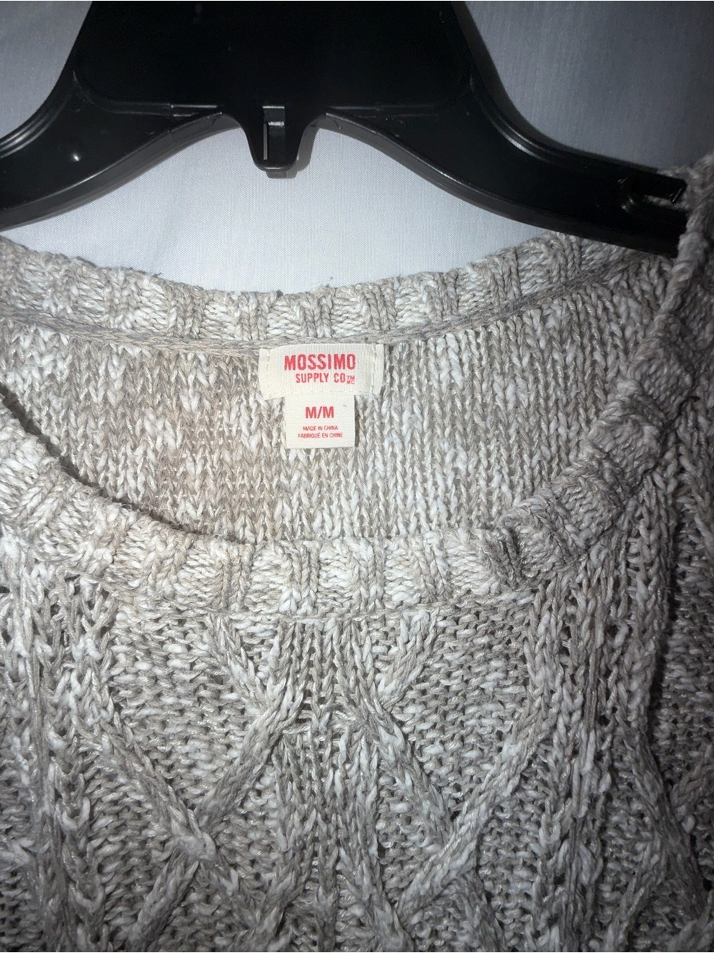 Mossimo Gray Marled Open-Knit Cable Pattern Sweater M - Picture 3 of 6